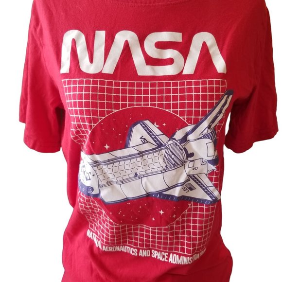 Teen Unisex Graphic T Tshirt XL NASA Red Spaceship Space Shuttle Juniors Tagless - Picture 4 of 14